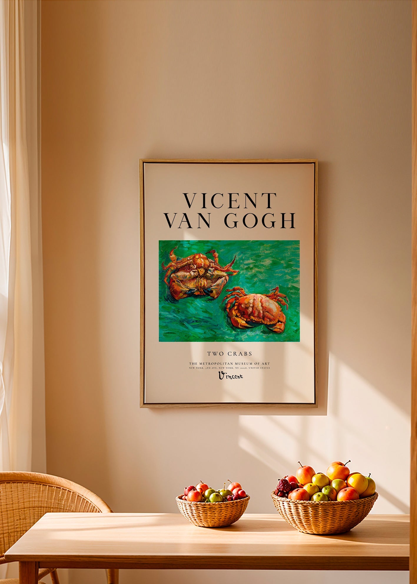 Cuadro Two Crabs de Van Gogh con cangrejos sobre fondo verde – Canvas2