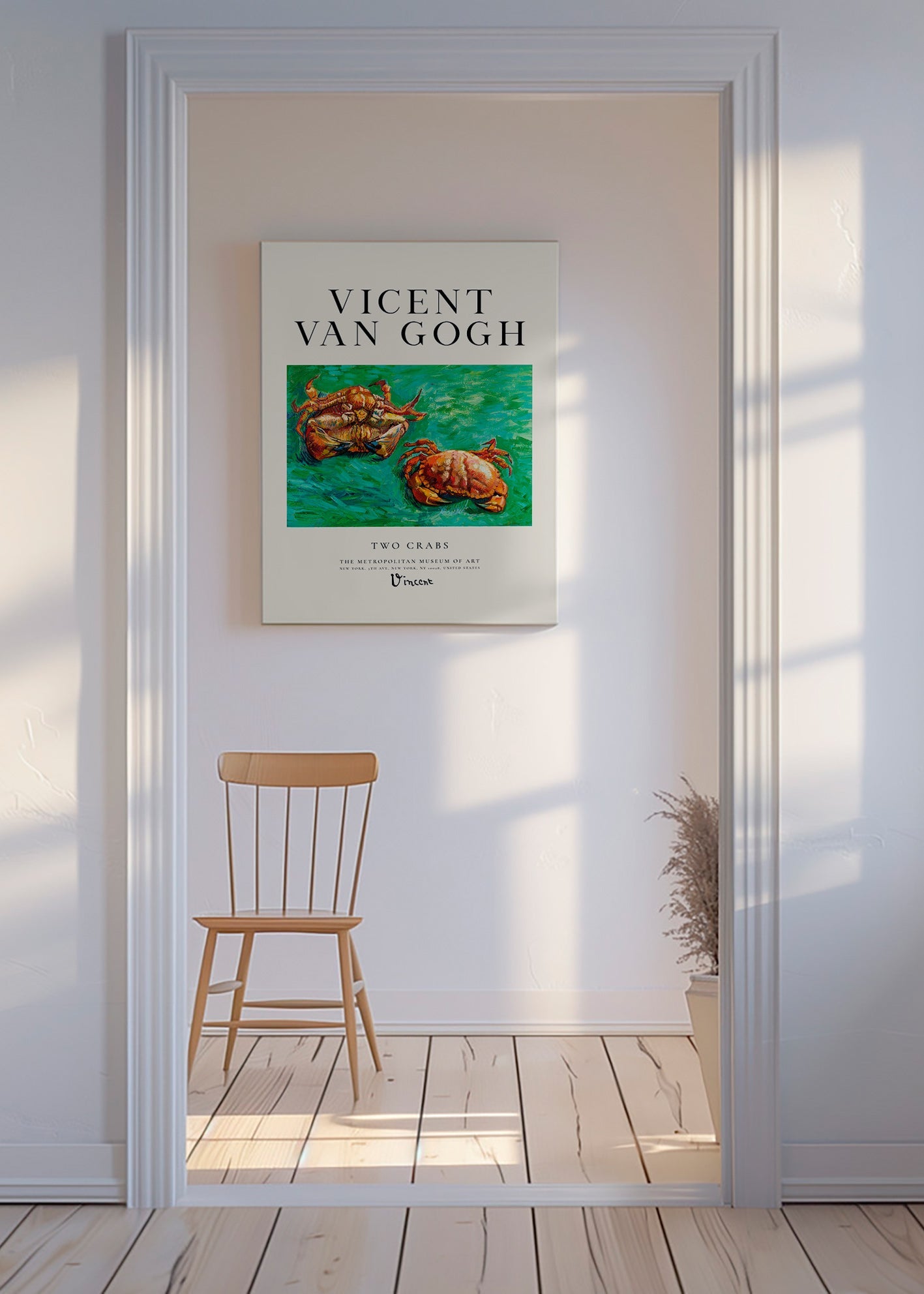 Cuadro Two Crabs de Van Gogh con cangrejos sobre fondo verde – Canvas