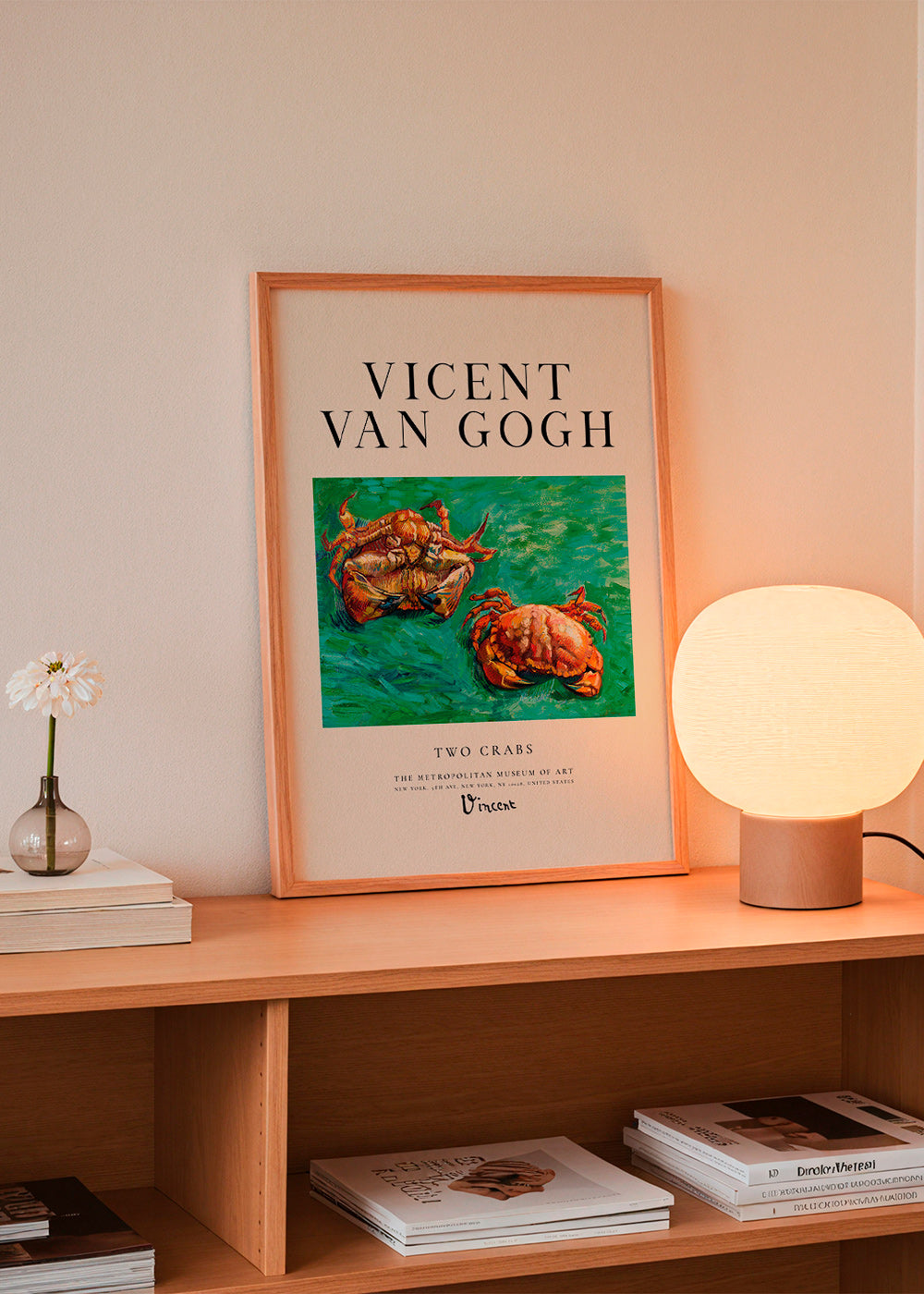 Cuadro Two Crabs de Van Gogh con cangrejos sobre fondo verde – Product2