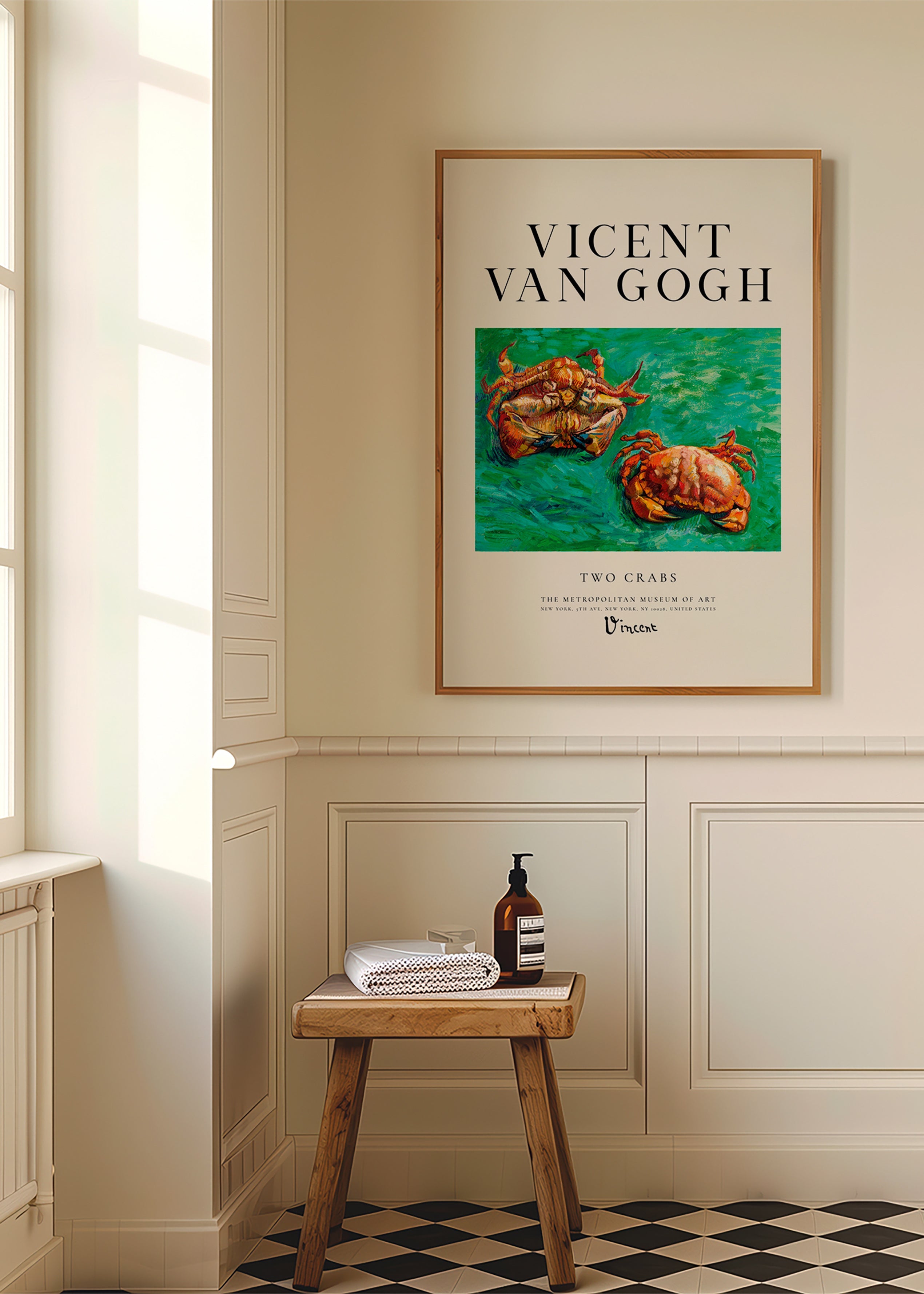 Cuadro Two Crabs de Van Gogh con cangrejos sobre fondo verde – Product3
