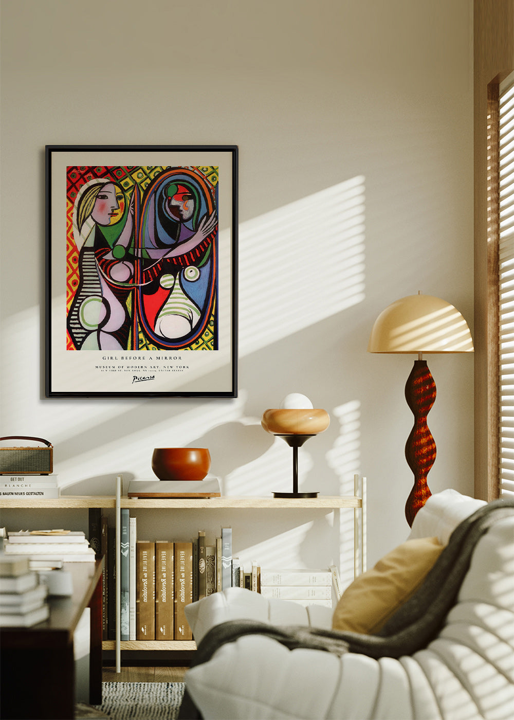 Cuadro abstracto con figura y espejo colorista – Canvas2