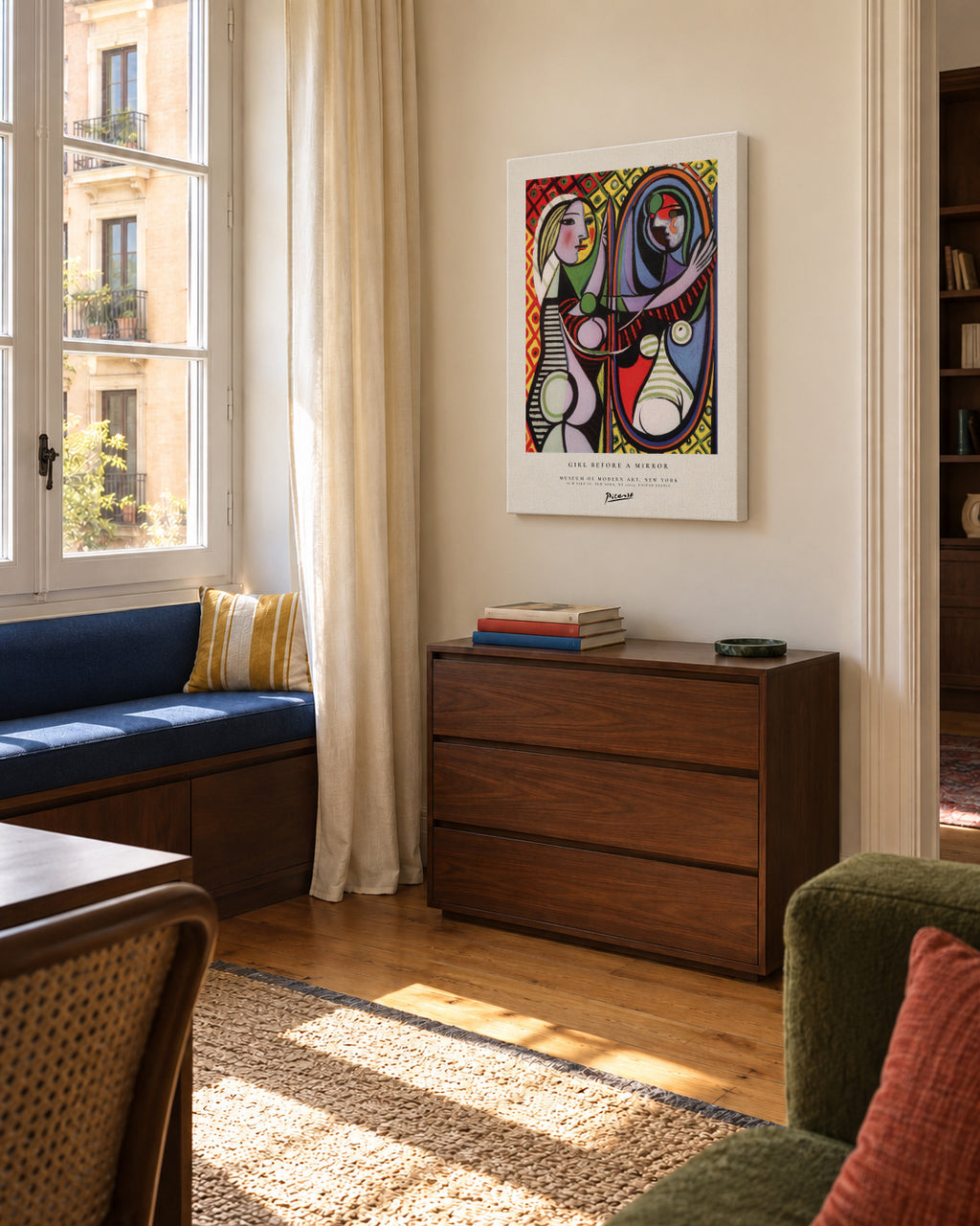 Girl before a Mirror by Pablo Picasso - Unframed canvas in an interior