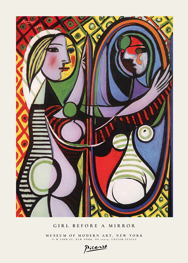 Cuadro abstracto con figura y espejo colorista