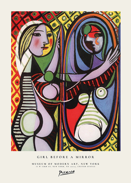 Cuadro abstracto con figura y espejo colorista