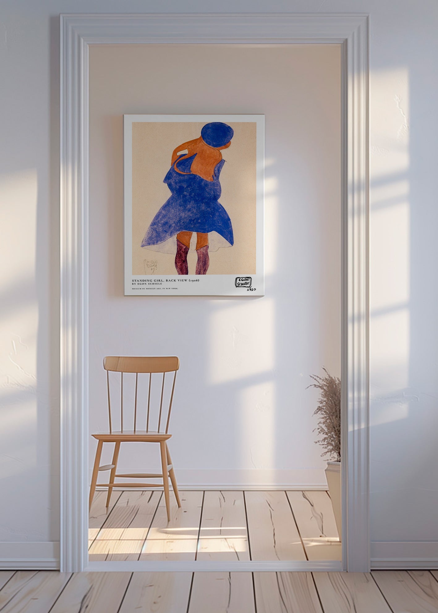 Ilustración: figura femenina de espaldas en azul – Canvas