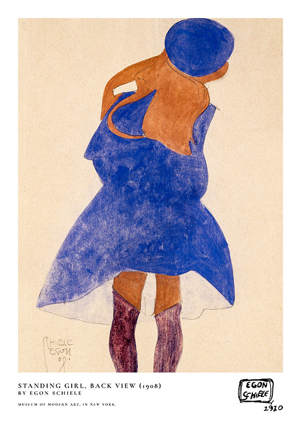 Ilustración: figura femenina de espaldas en azul