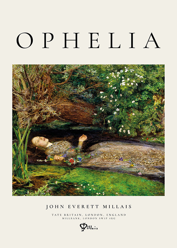 Lámina botánica Ophelia con figura acuática