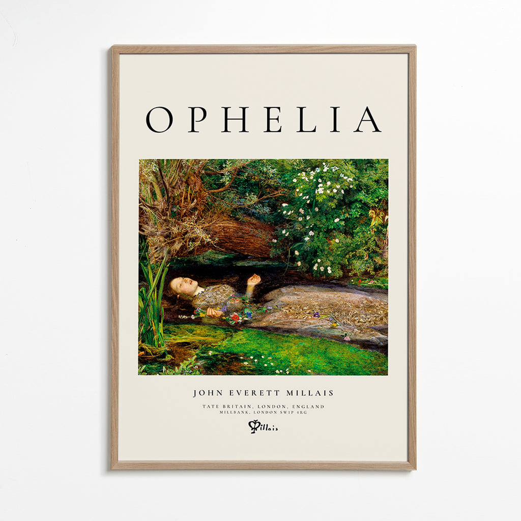 Lámina botánica Ophelia con figura acuática – Oak Frame