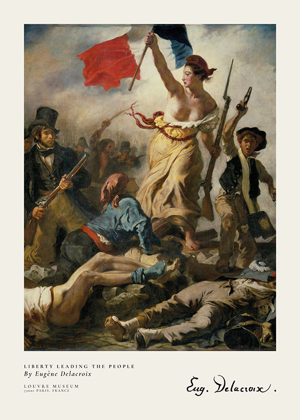 Cuadro vintage con figura femenina y bandera tricolor