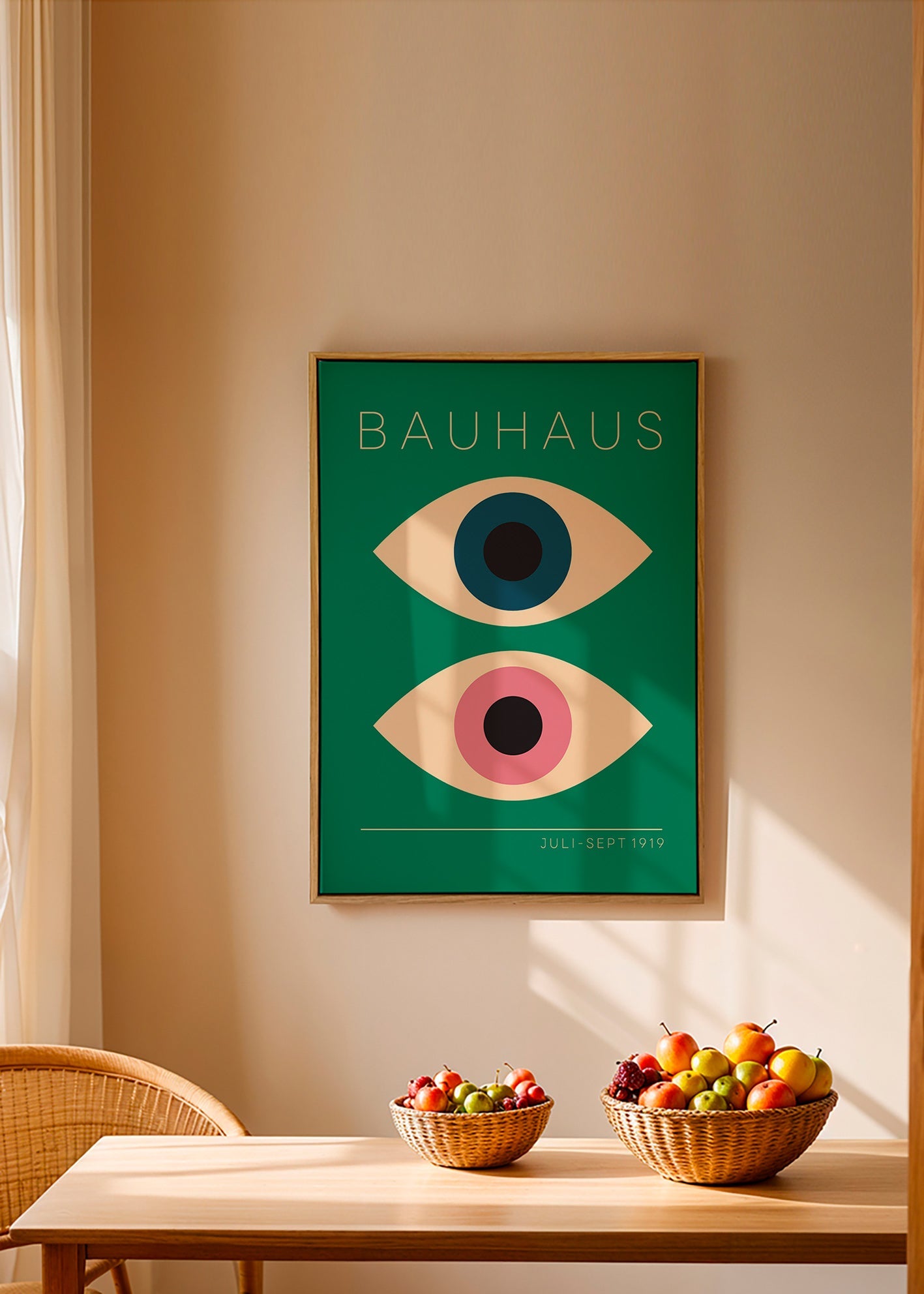 Cuadro geométrico Bauhaus con ojos dobles – Canvas2