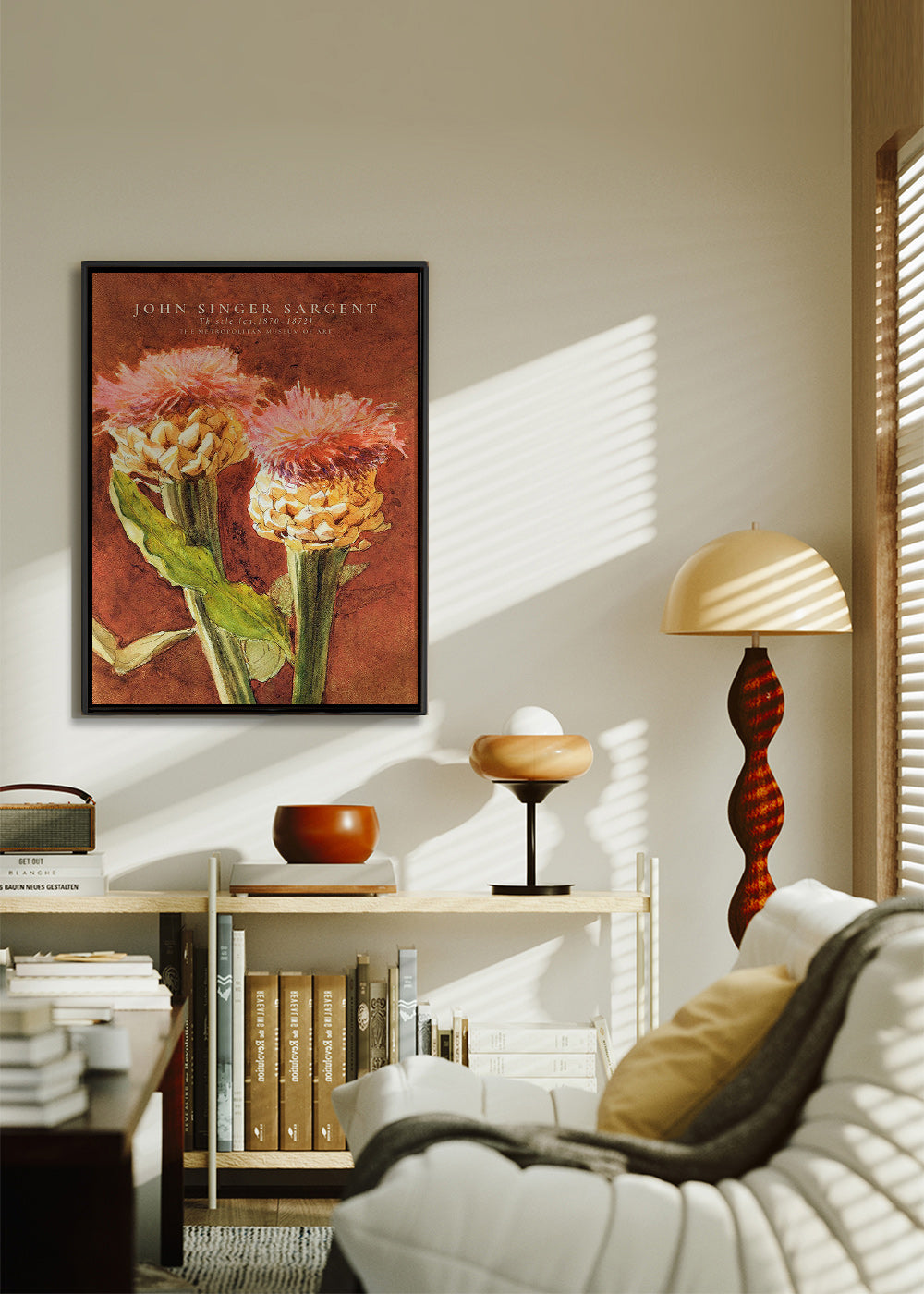 Lámina botánica con cardos rosas – Canvas2