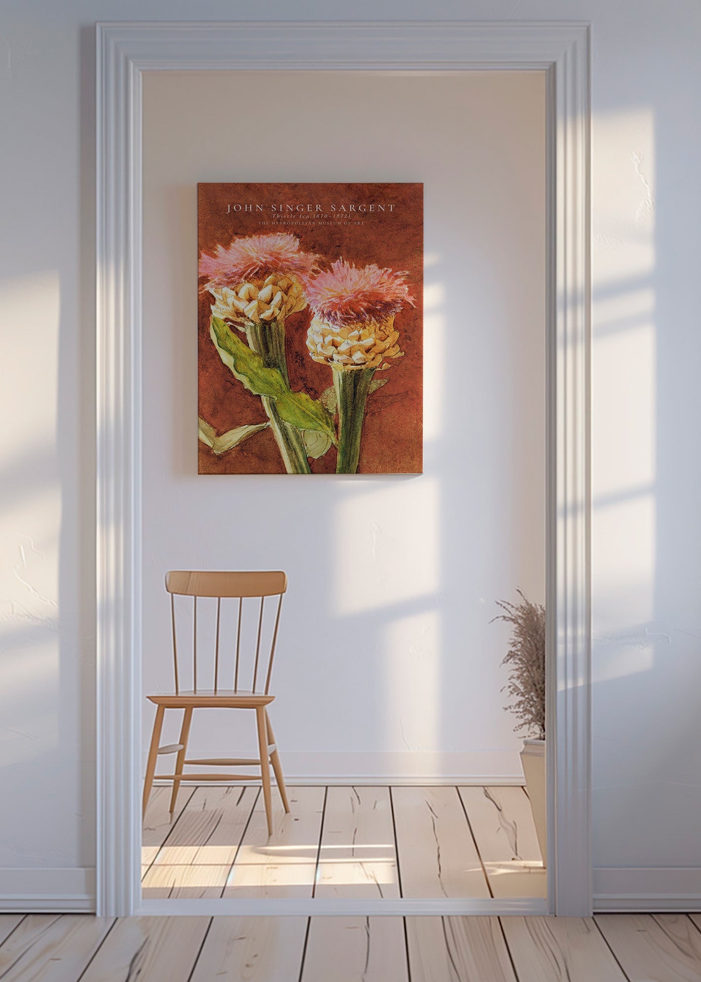 Lámina botánica con cardos rosas – Canvas