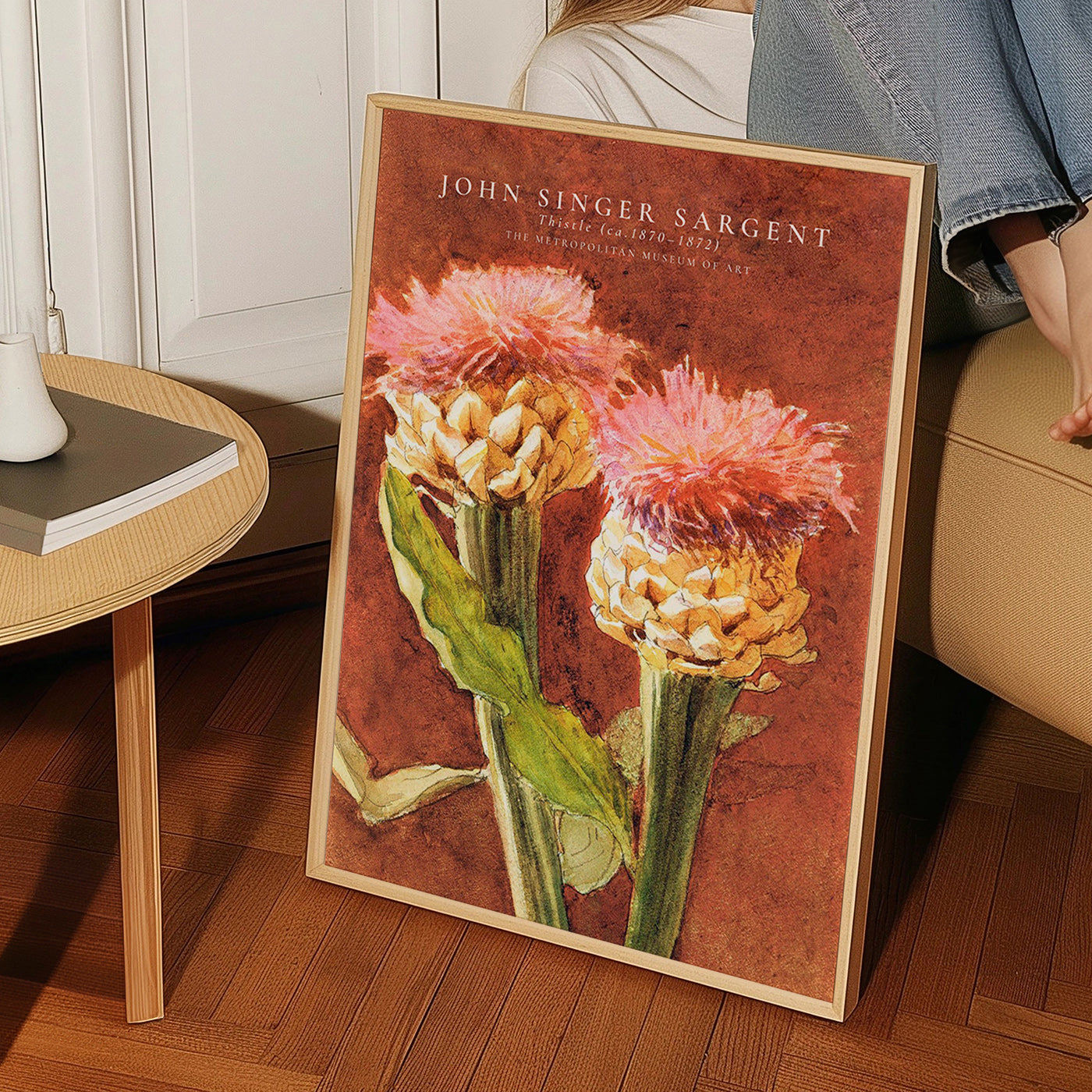 Lámina botánica con cardos rosas – Product1