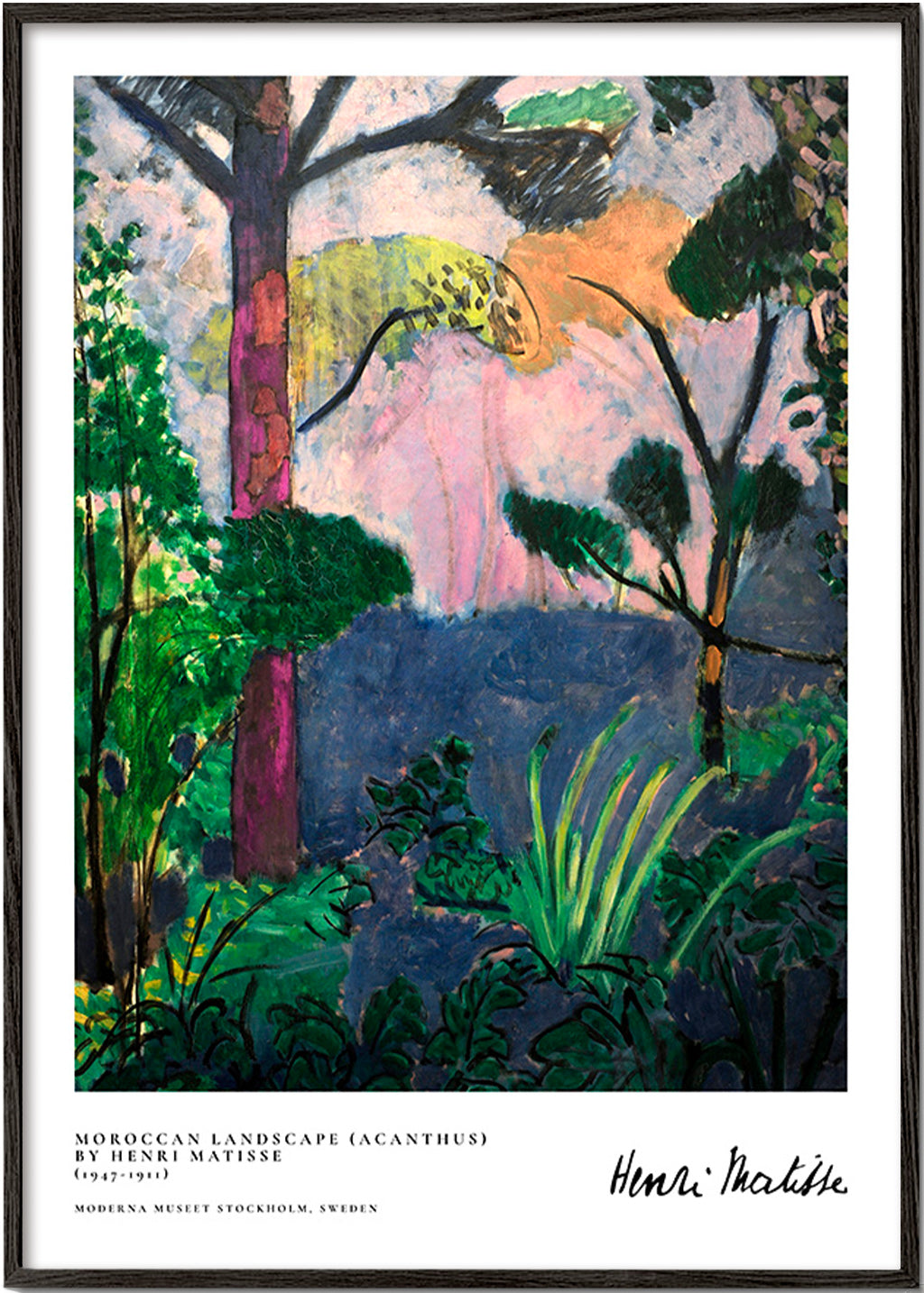 Cuadro de paisaje con vegetación pictórica – Black Frame