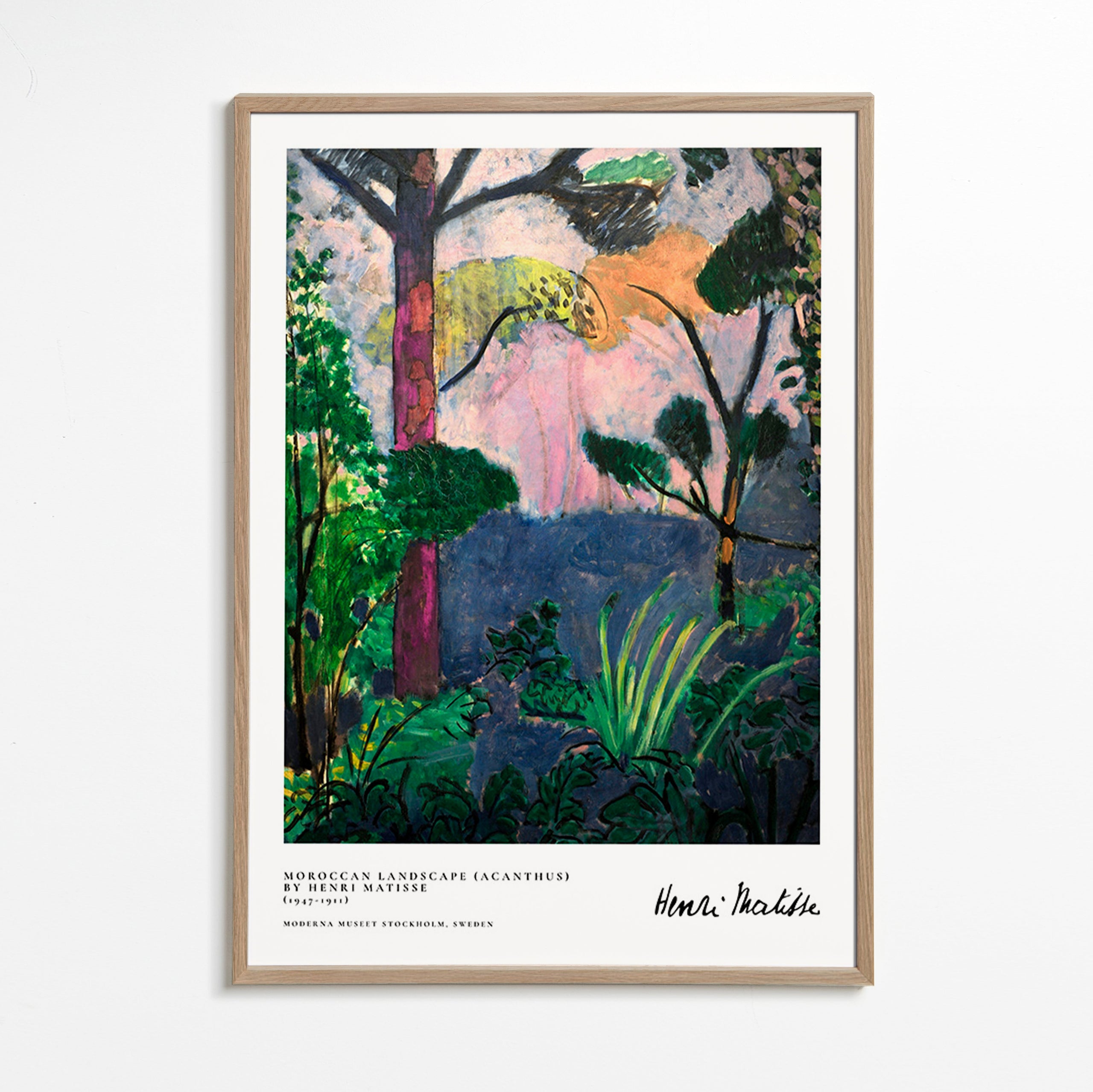 Cuadro de paisaje con vegetación pictórica – Oak Frame
