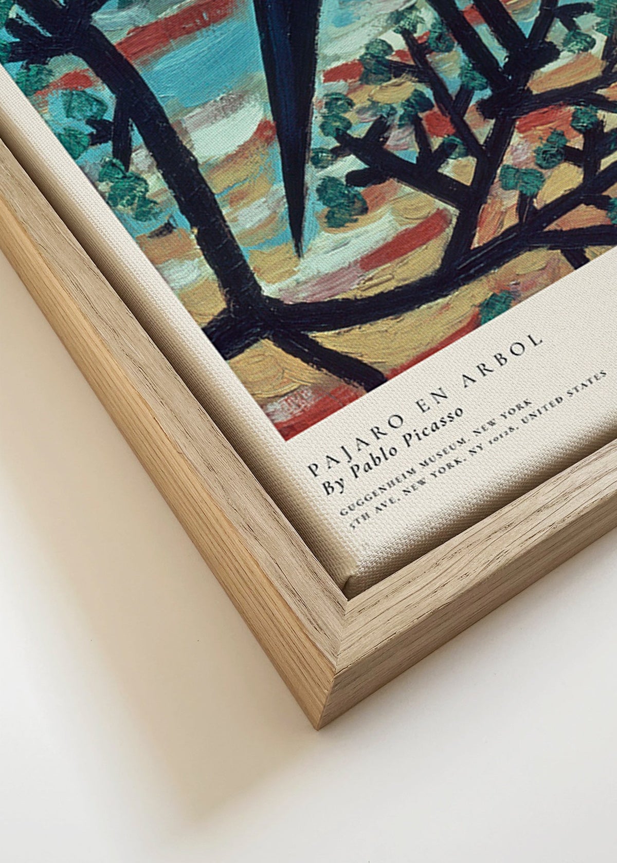 Cuadro pájaro en árbol estilo pictórico – Canvas detail