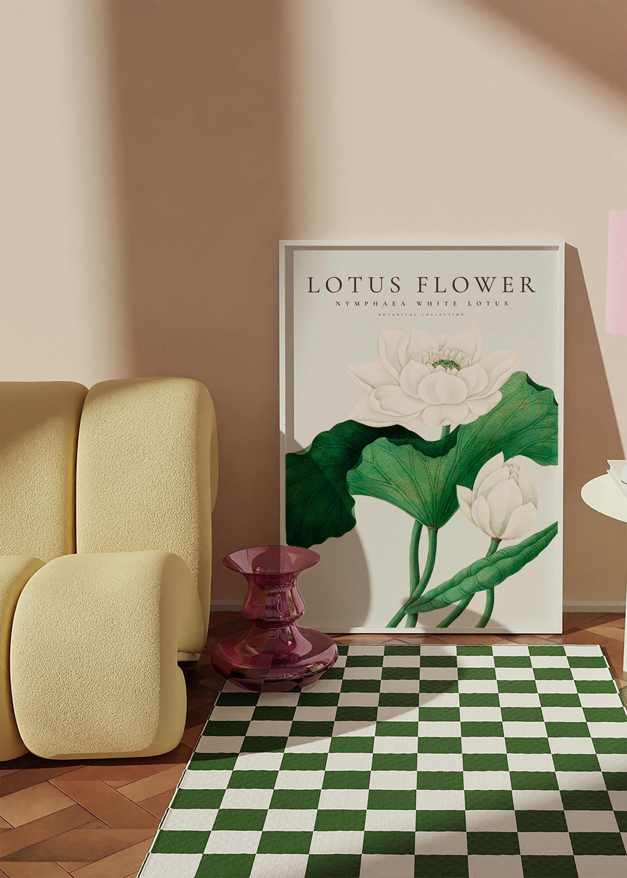 Lámina botánica Lotus blanco, detalle natural – Product1