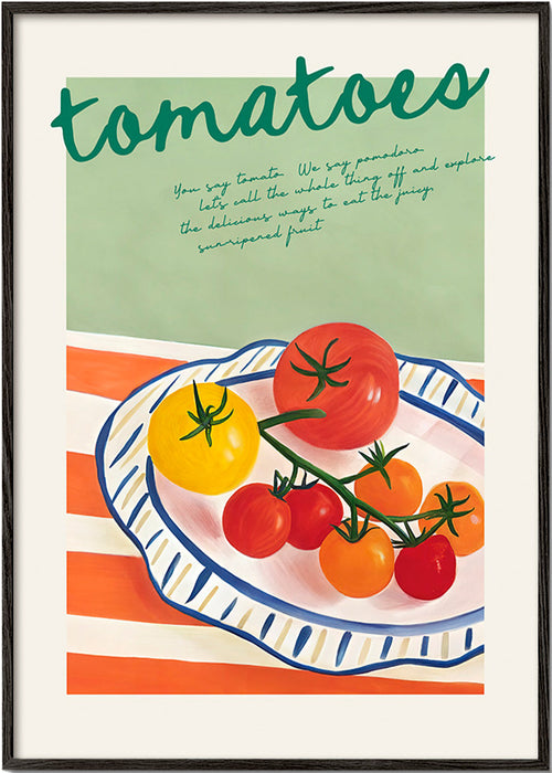 Cuadro de cocina con tomates ilustrados – Black Frame