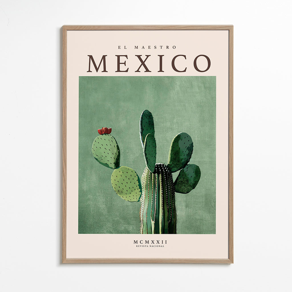 Lámina botánica México con cactus ilustrado – Oak Frame