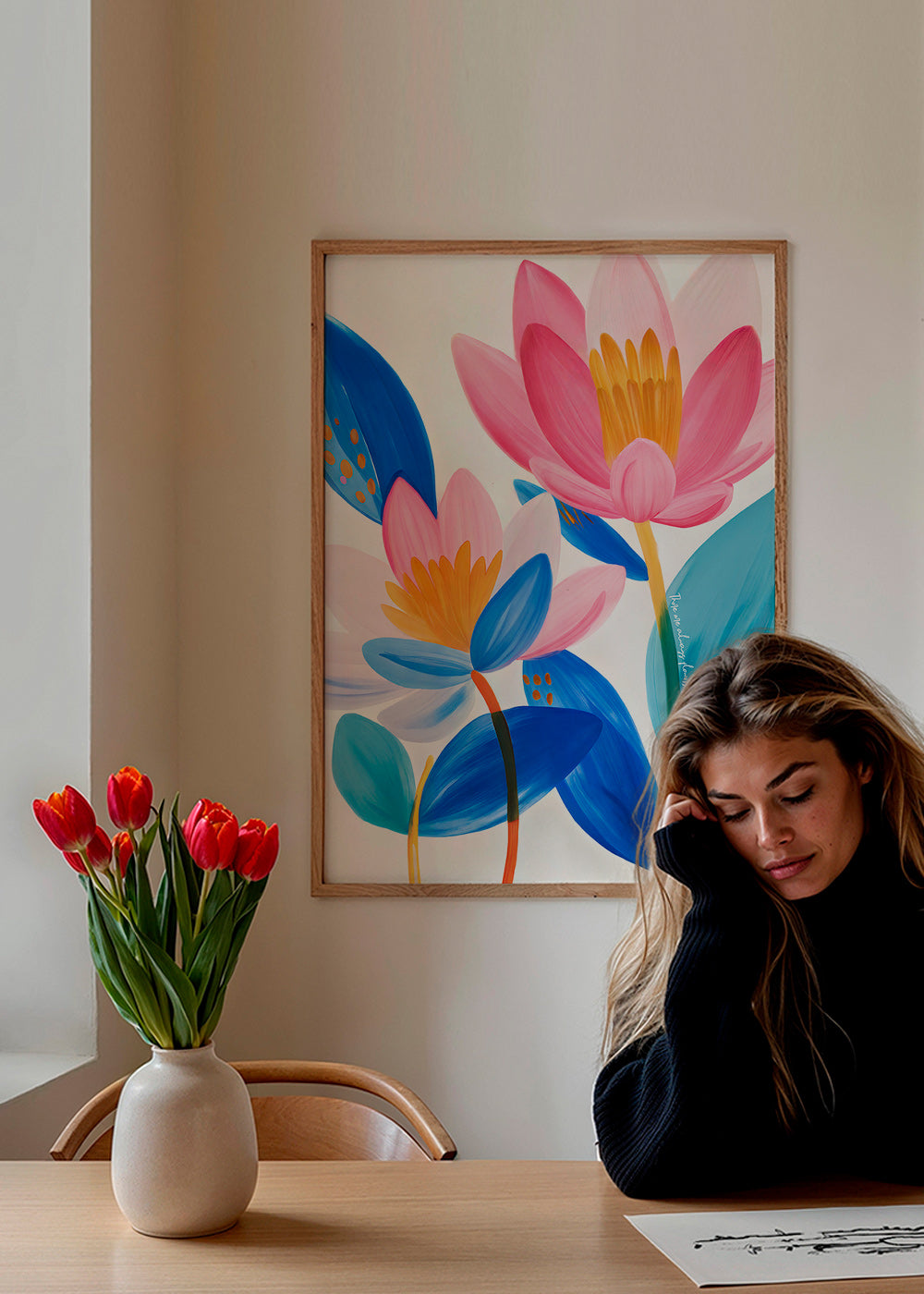 Lámina botánica flores rosas y azules – Product1