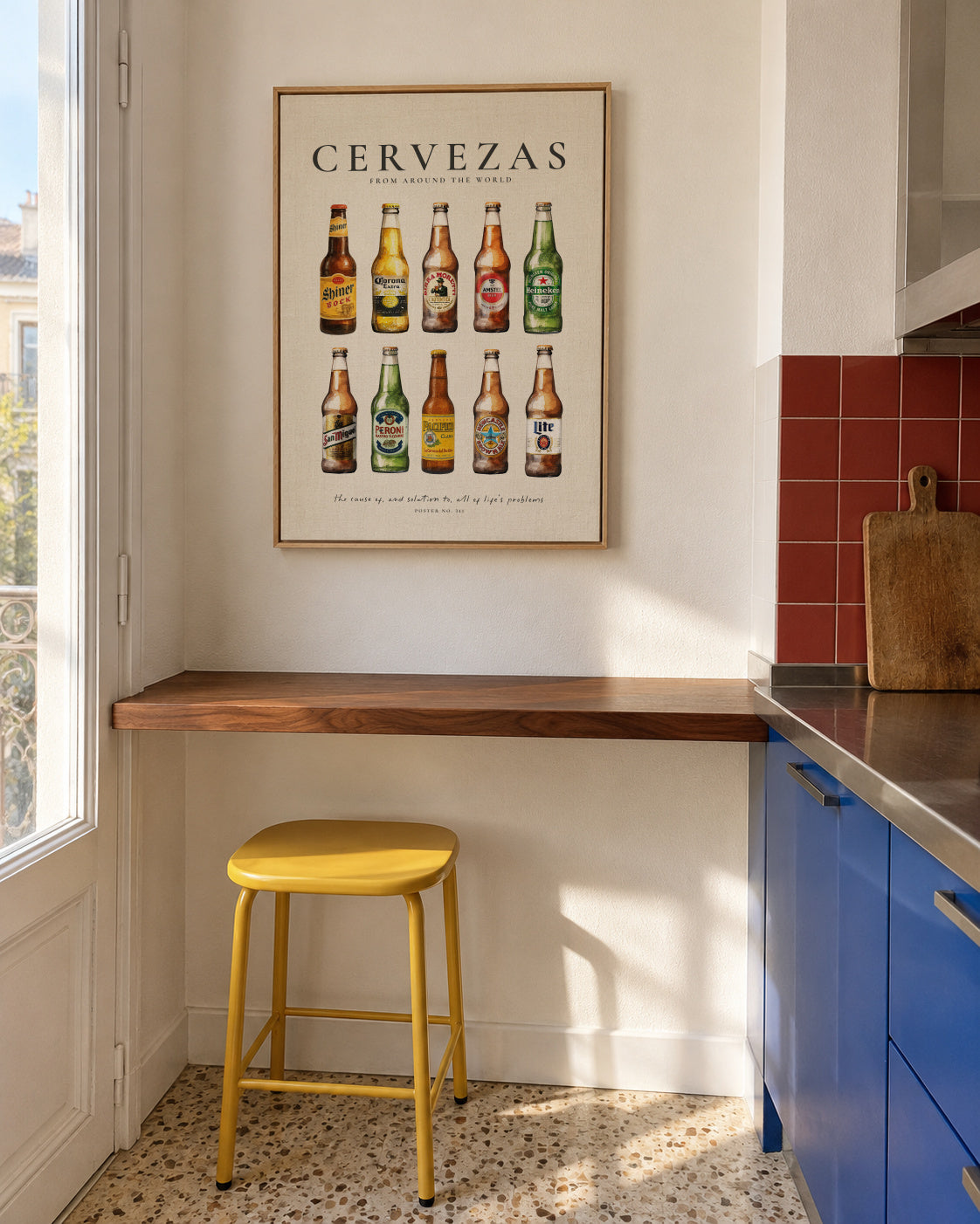 Cervezas (Beers) - Framed canvas in an interior