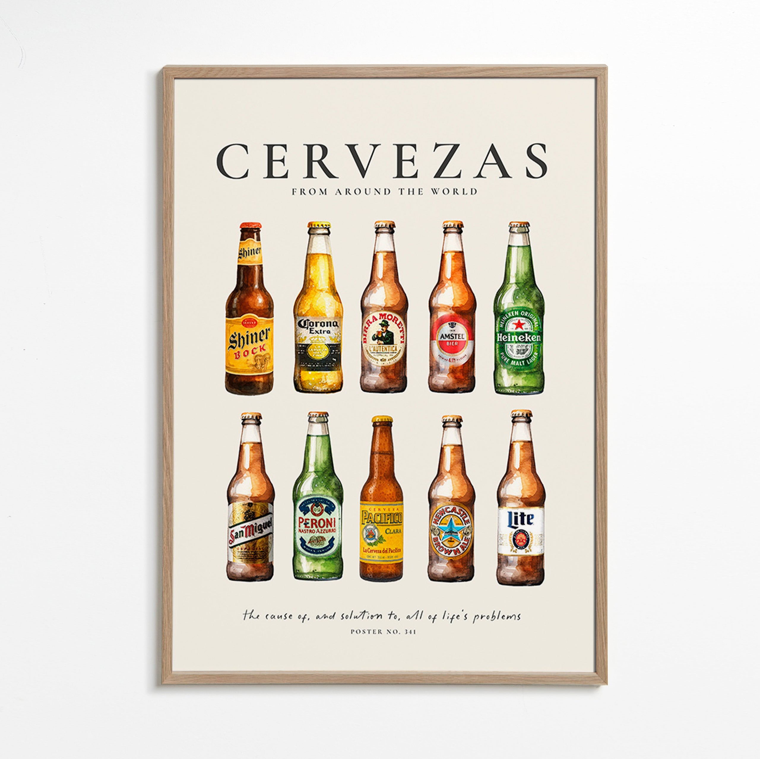 Cuadro de cocina — Cervezas clásicas en rejilla – Oak Frame