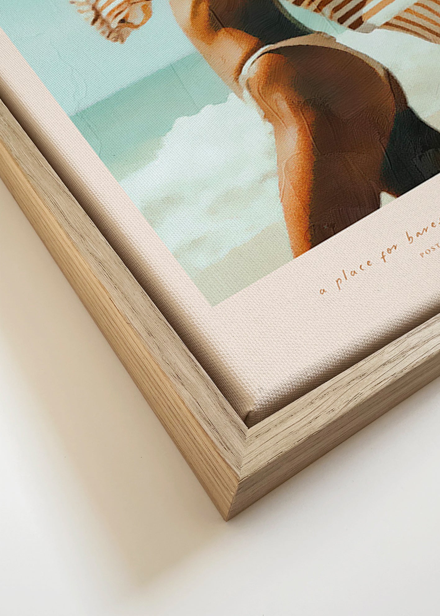 Cuadro de paisaje con figura playera y toalla a rayas – Canvas detail