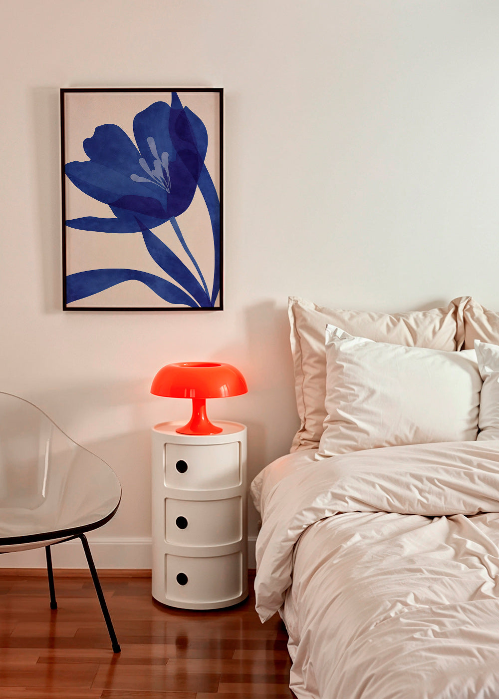 Lámina botánica azul con flor estilizada – Product1