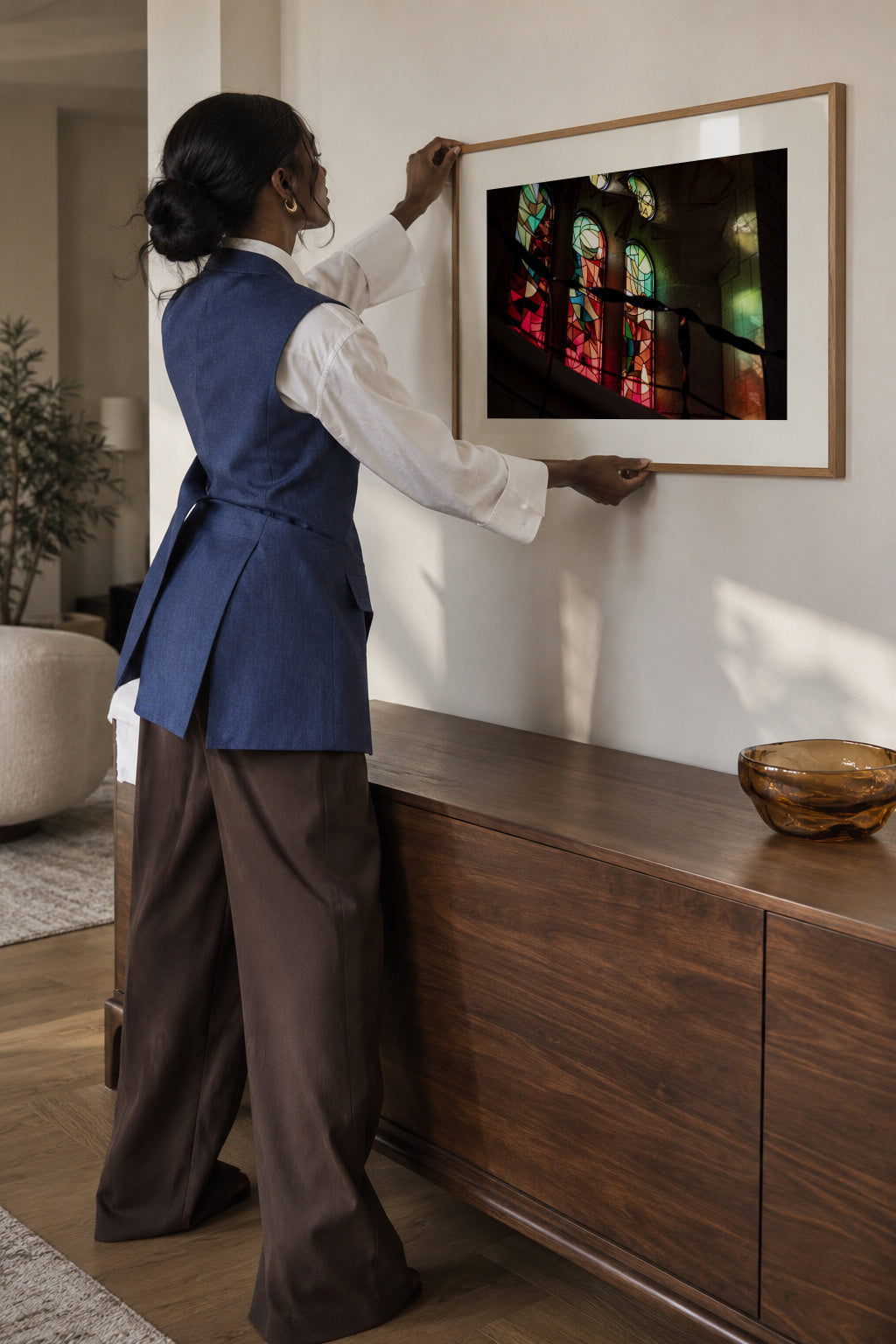 Glass Shadows - Framed poster in an interior