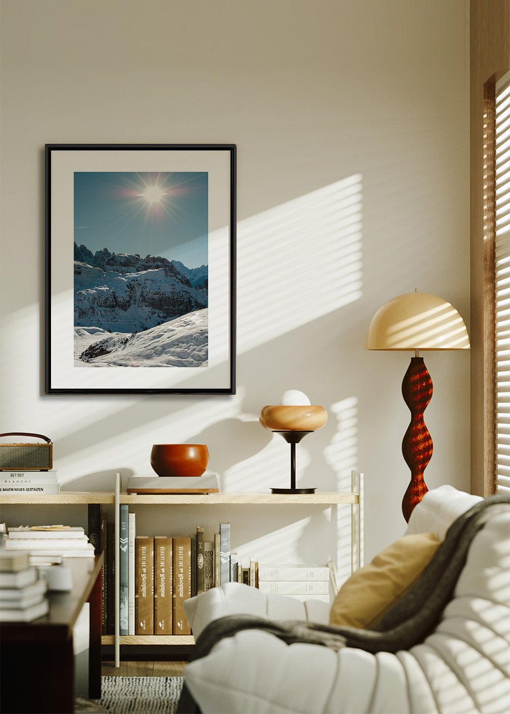 Cuadro de paisaje nevado con sol alto – Canvas2