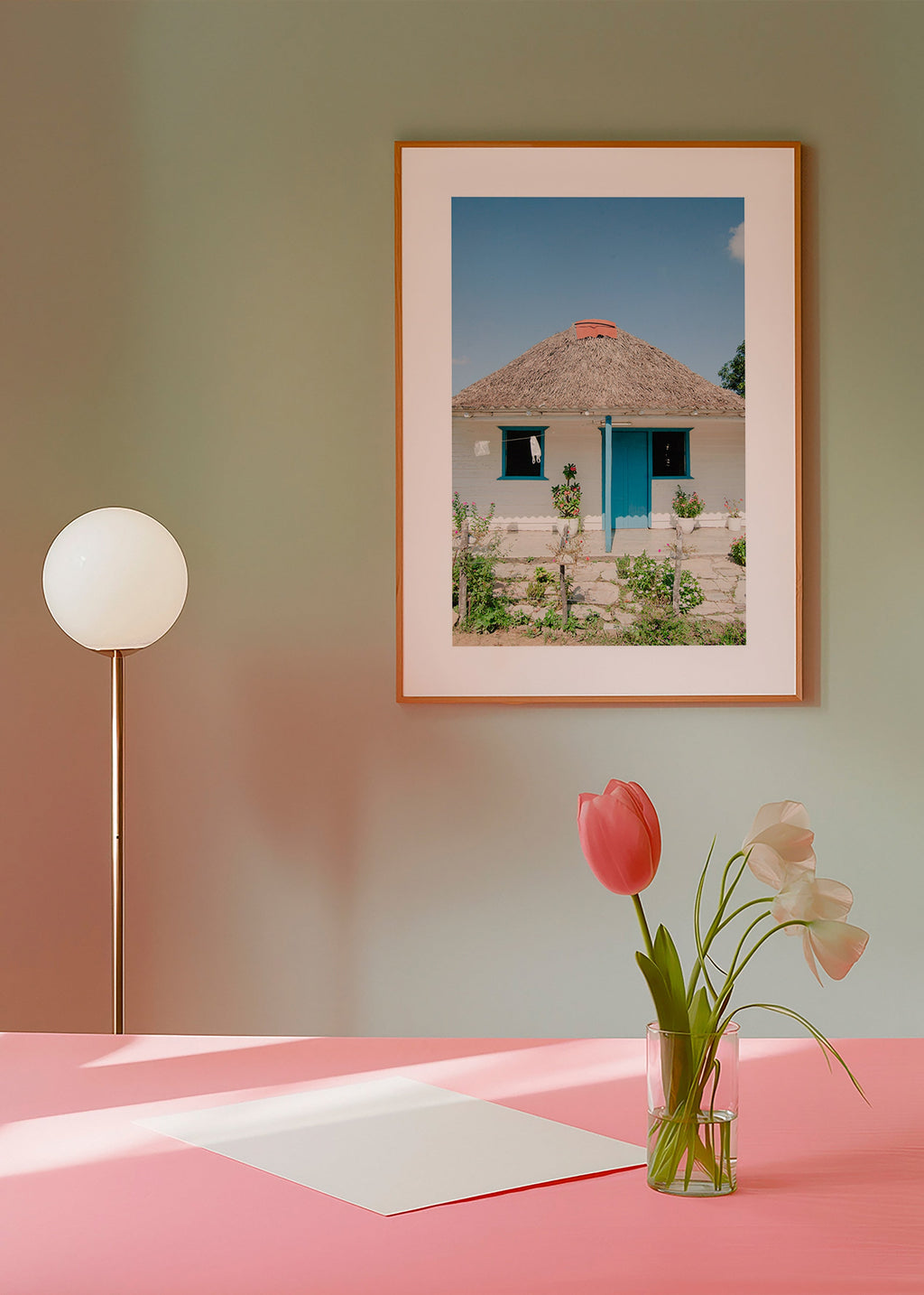 Cuadro de paisaje con casa y puerta azul – Product3