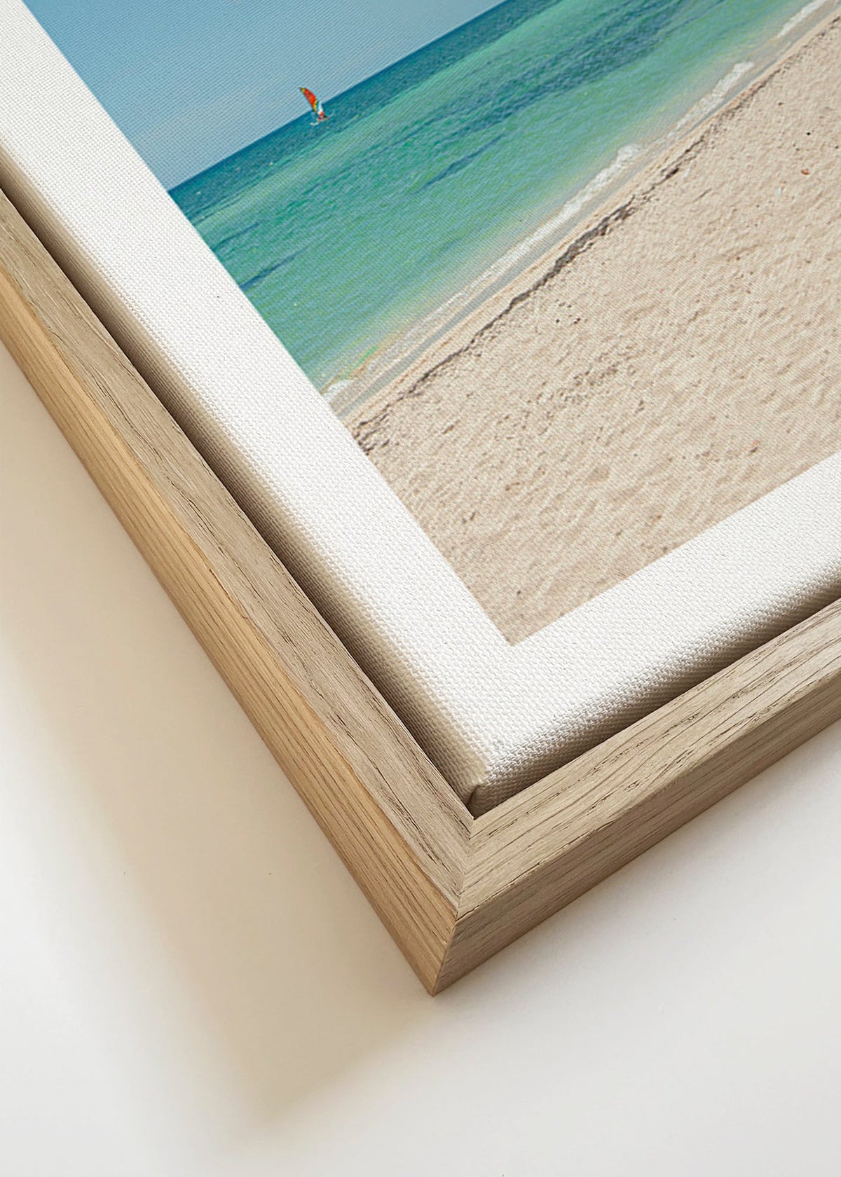 Cuadro de paisaje: playa caribeña con palmera – Canvas detail