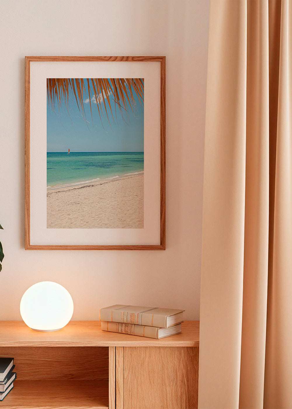 Cuadro de paisaje: playa caribeña con palmera – Product1