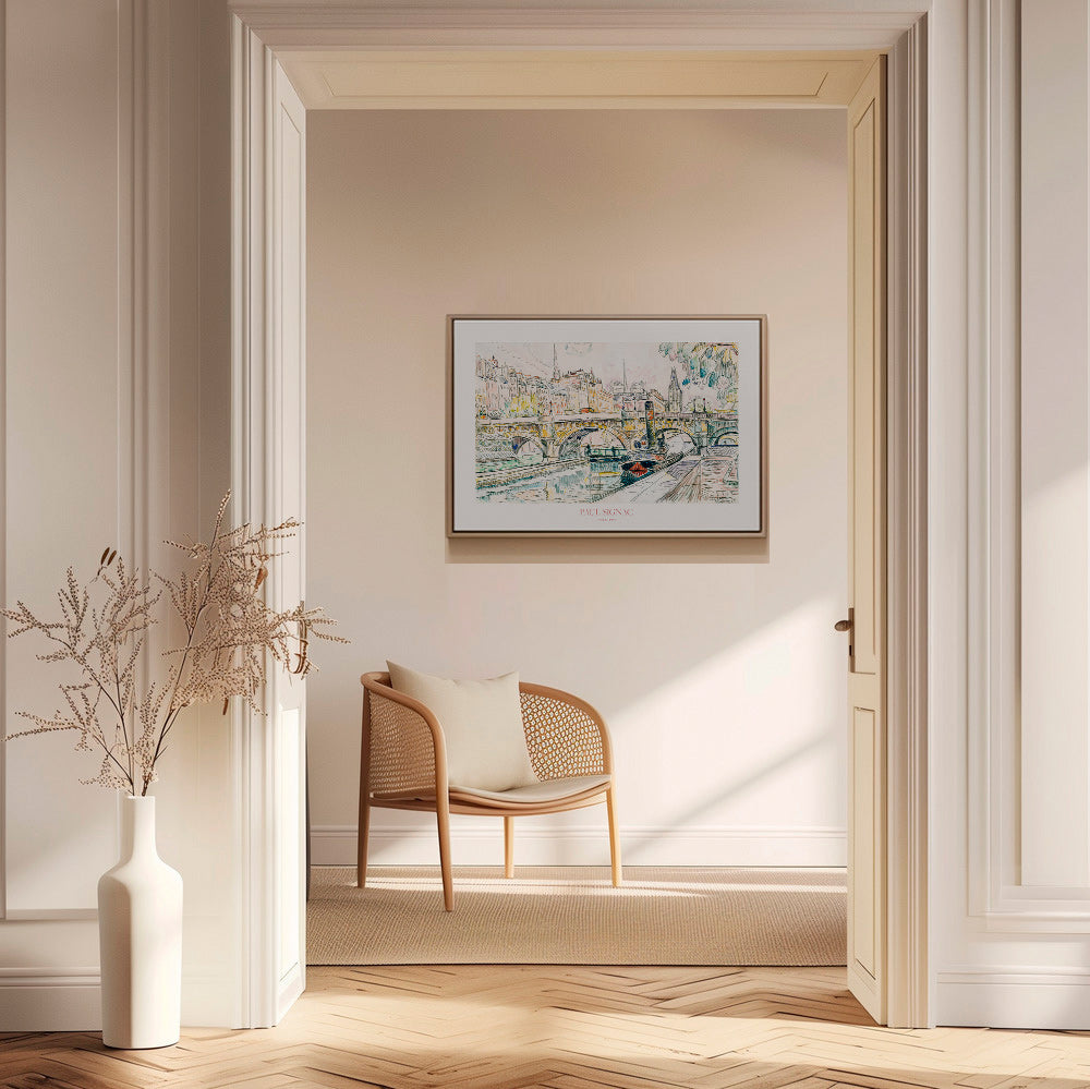 Cuadro de ciudades: Pont Neuf con remolcador en tinta y acuarela – Canvas2