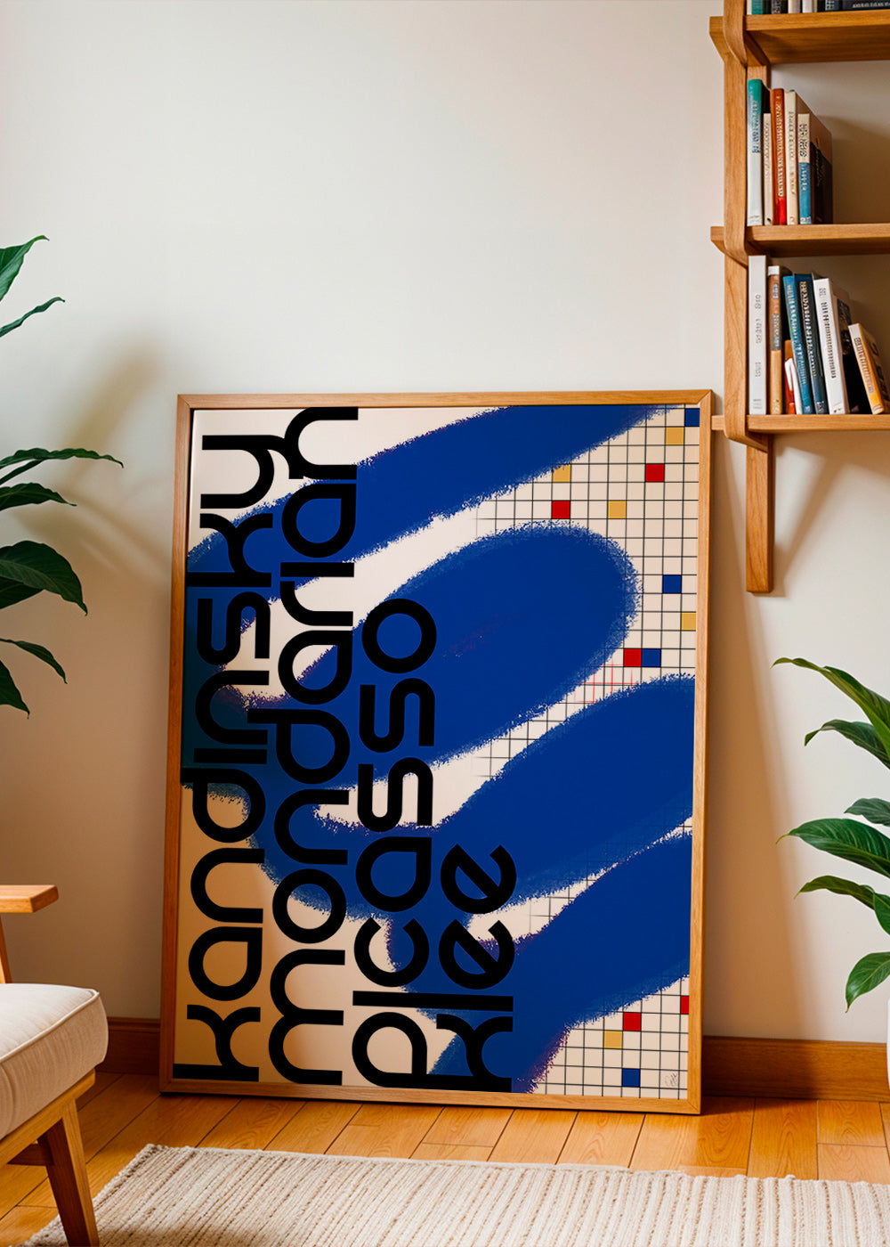 Cuadro abstracto con gestos azules – Product1