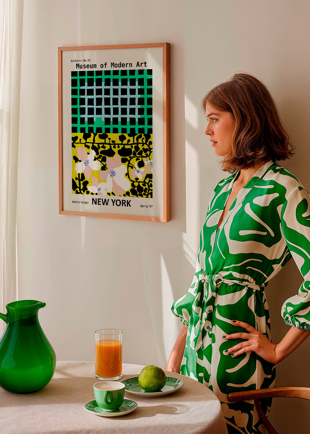 Cuadro de ciudades: póster tipográfico New York con motivos florales – Product1