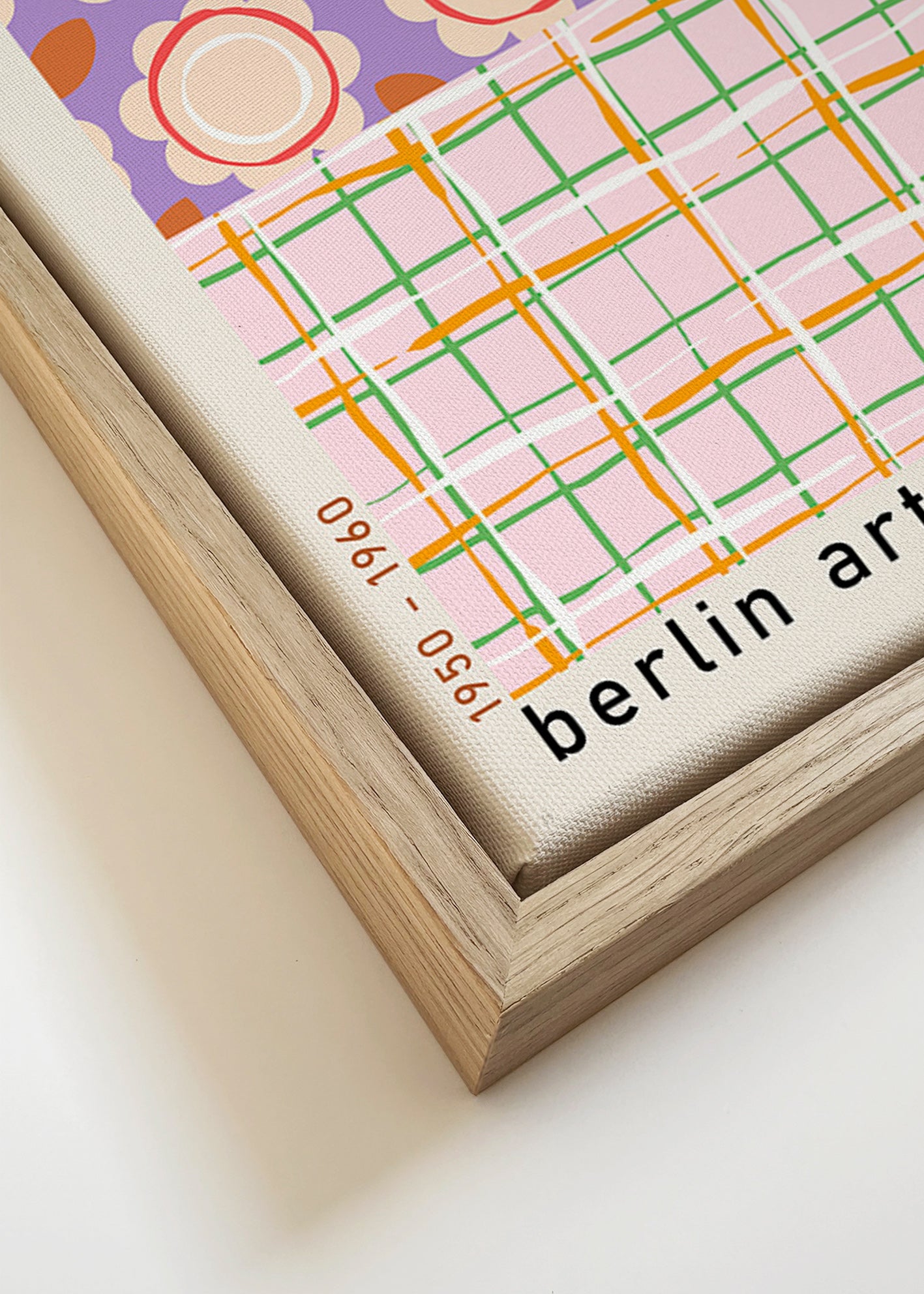 Ilustración pop art floral con retícula gráfica – Canvas detail