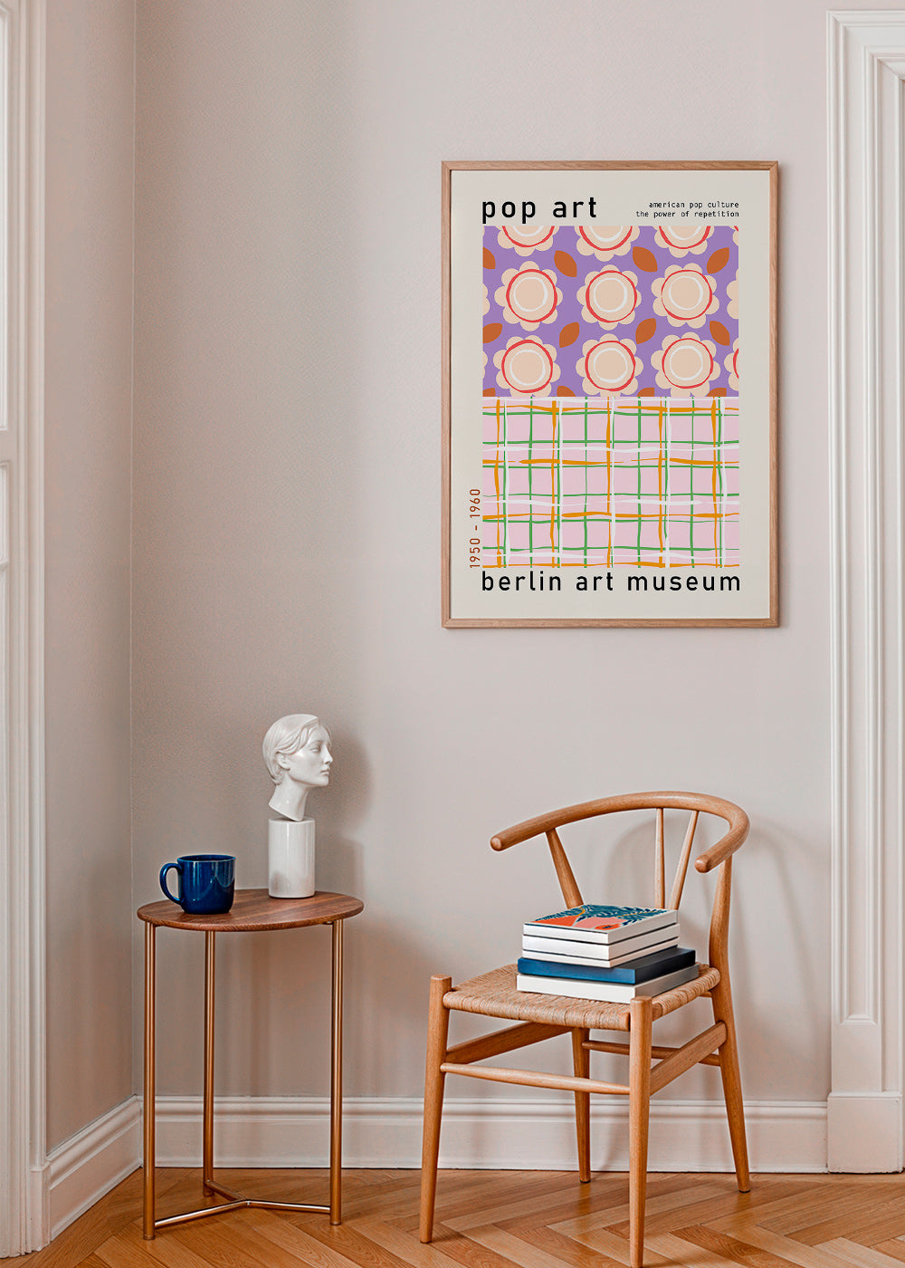 Ilustración pop art floral con retícula gráfica – Product1