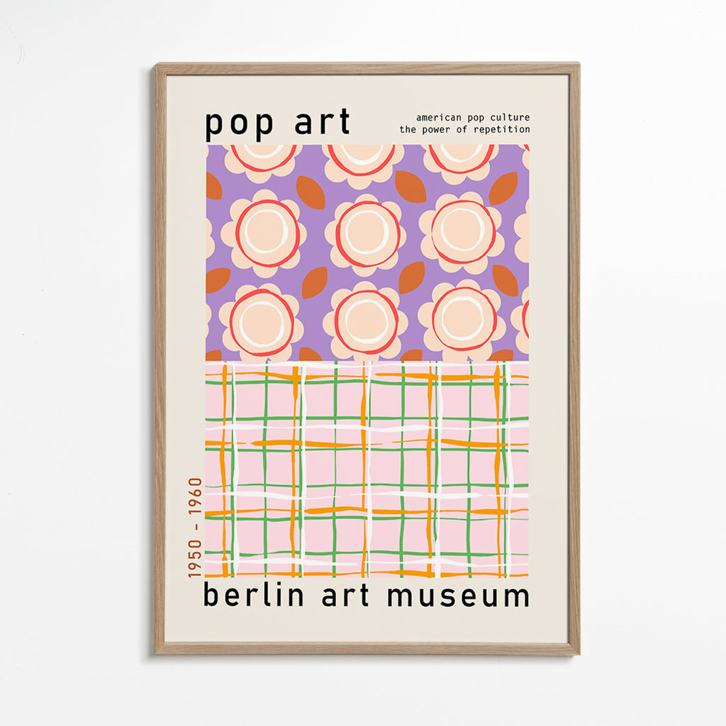 Ilustración pop art floral con retícula gráfica – Oak Frame
