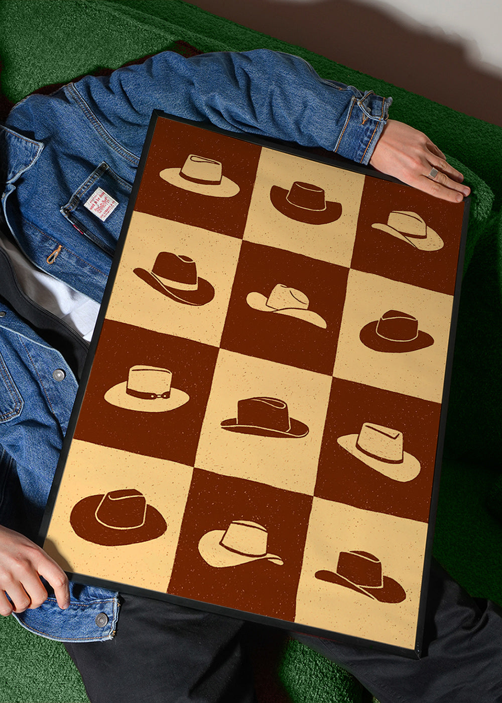 Ilustración de sombreros vaqueros en tablero – Product1