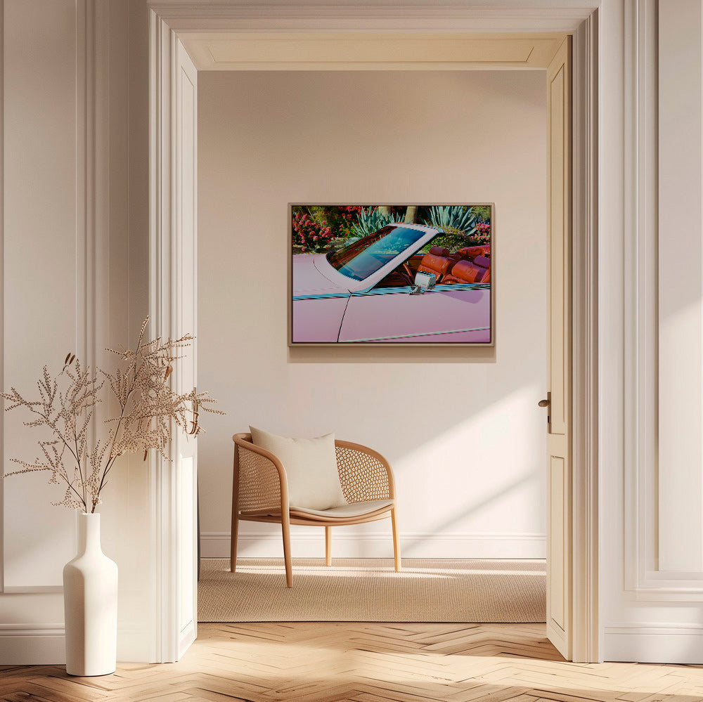 Cuadro vintage coche convertible rosa – Canvas1