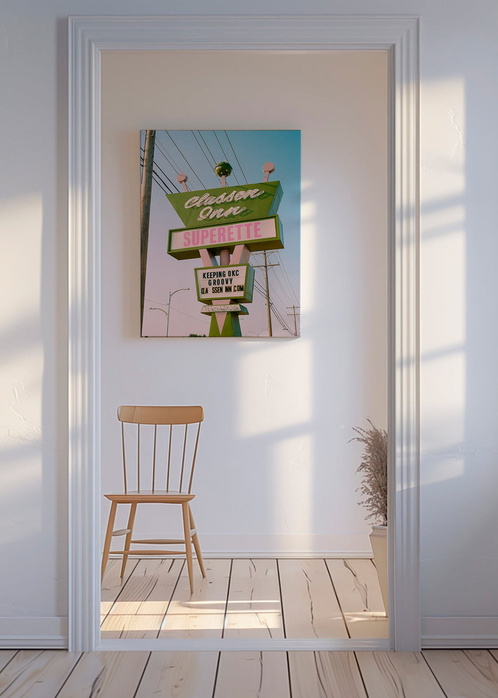 Cuadro vintage letrero retro verde y rosa – Canvas