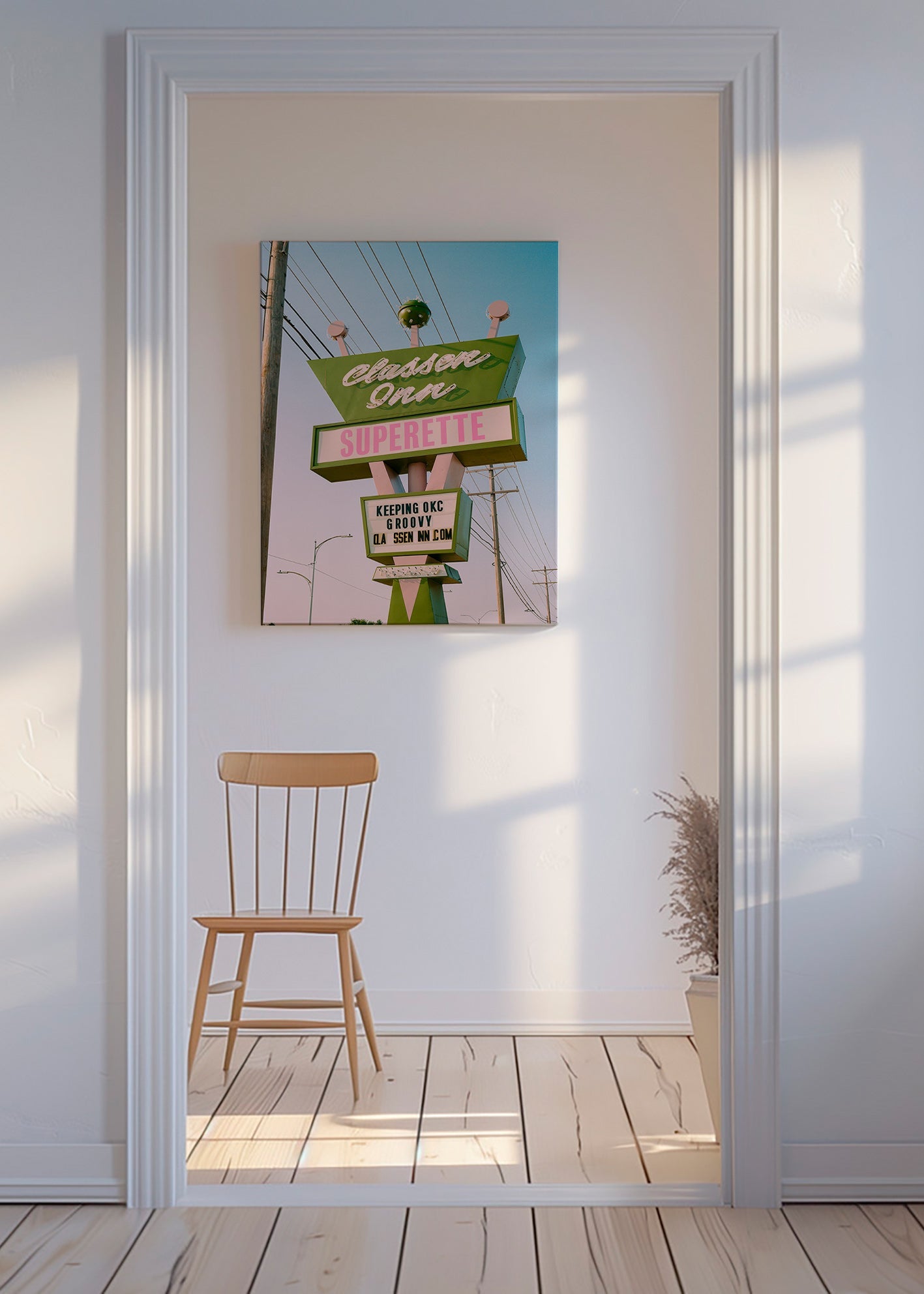 Cuadro vintage letrero retro verde y rosa – Canvas