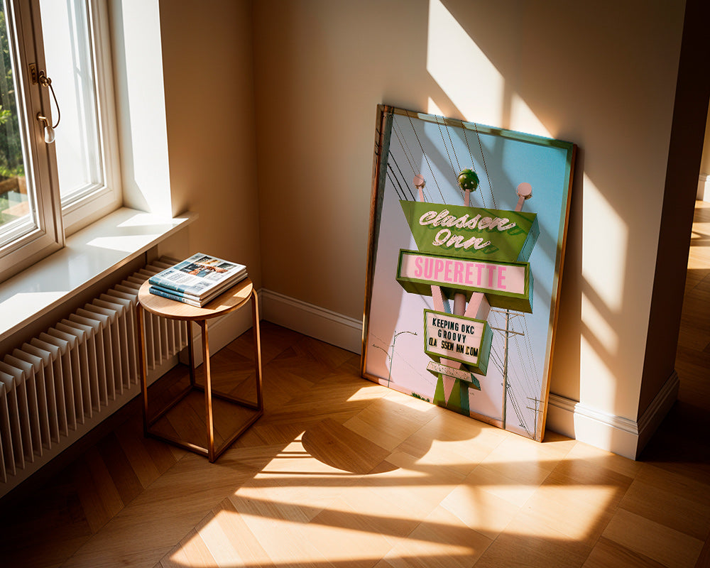 Cuadro vintage letrero retro verde y rosa – Product2