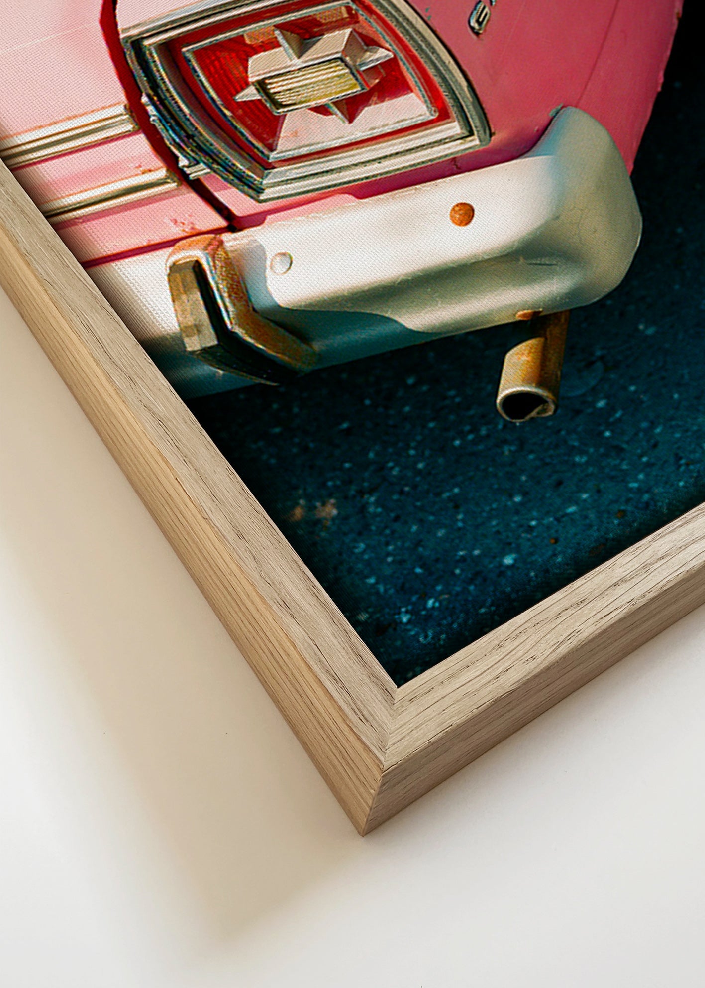 Cuadro vintage coche rosa clásico – Canvas detail