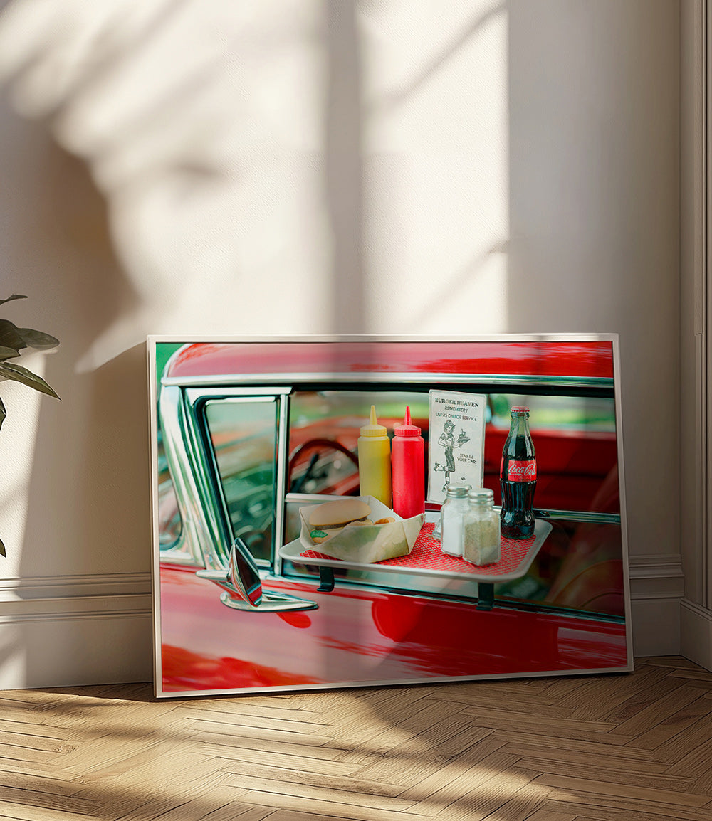 Cuadro vintage coche clásico con bandeja tipo diner – Product3