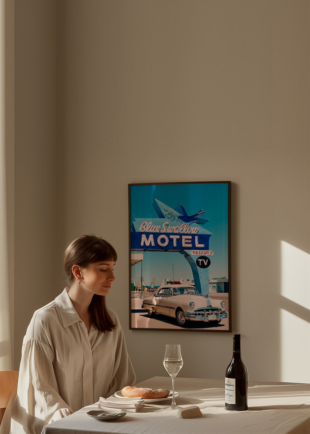 Cuadro vintage de motel y coche clásico – Product2