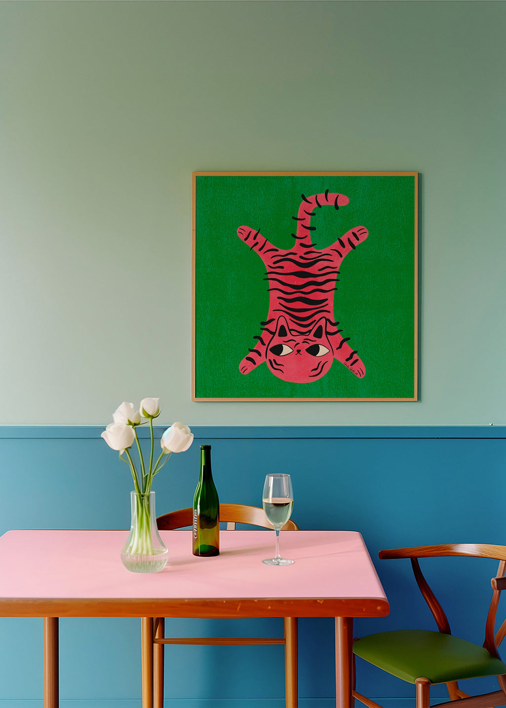 Cuadro gato rosa con rayas negras – Product1