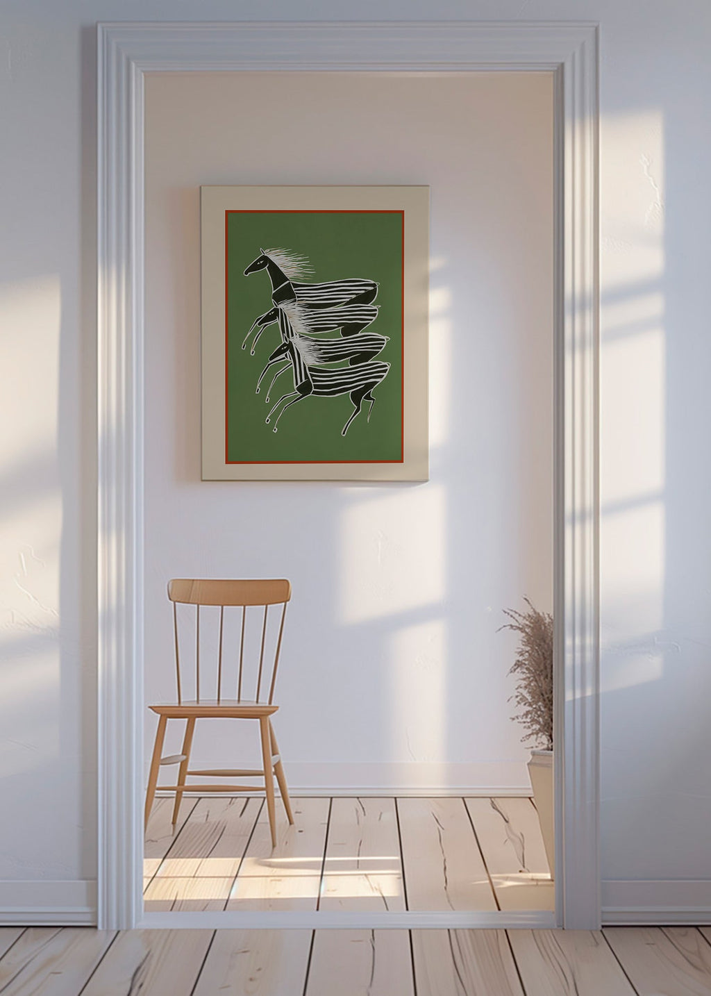 Cuadro caballo rayado en composición apilada – Canvas