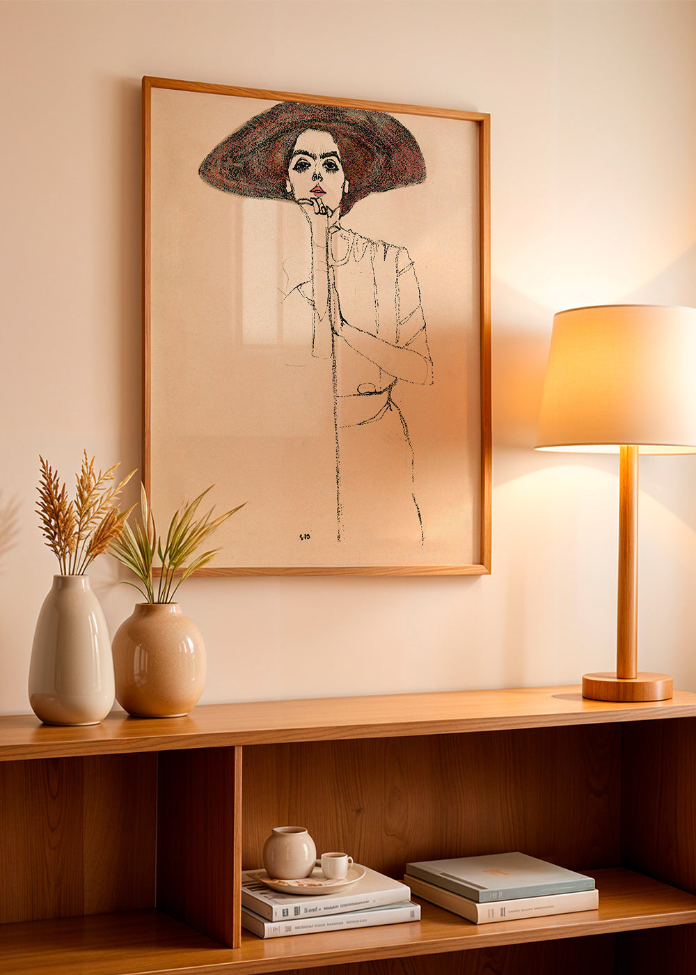 Ilustración retrato con sombrero y trazo expresivo – Product1